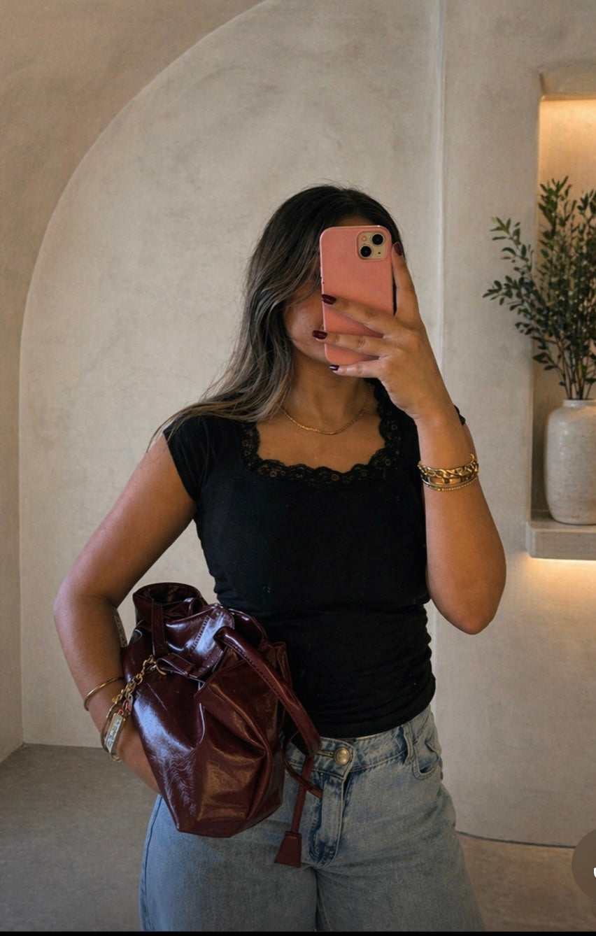 squareNeck_Dentelle short sleeve top