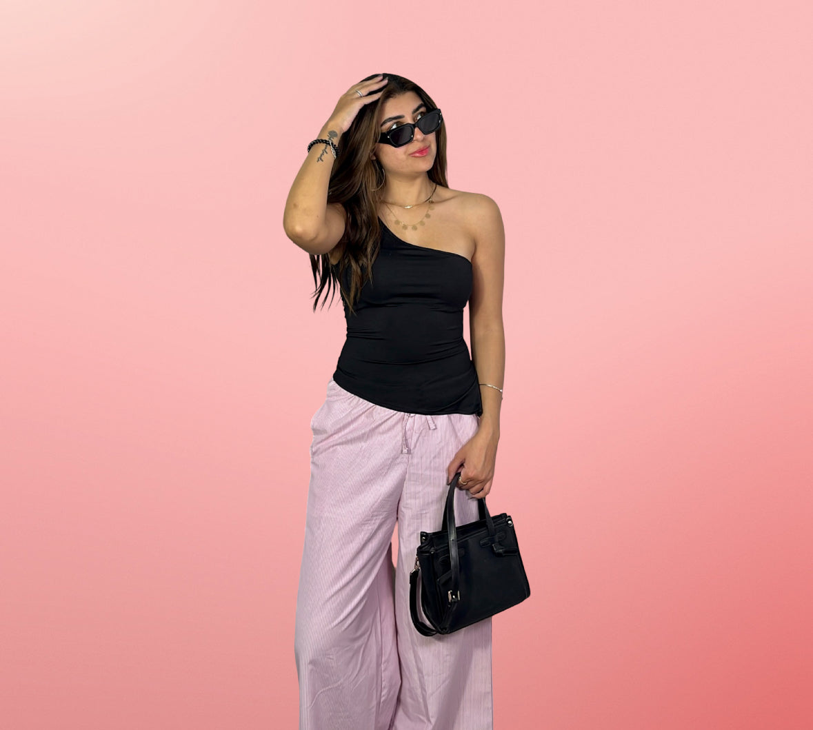 Black Contouring One-Shoulder top