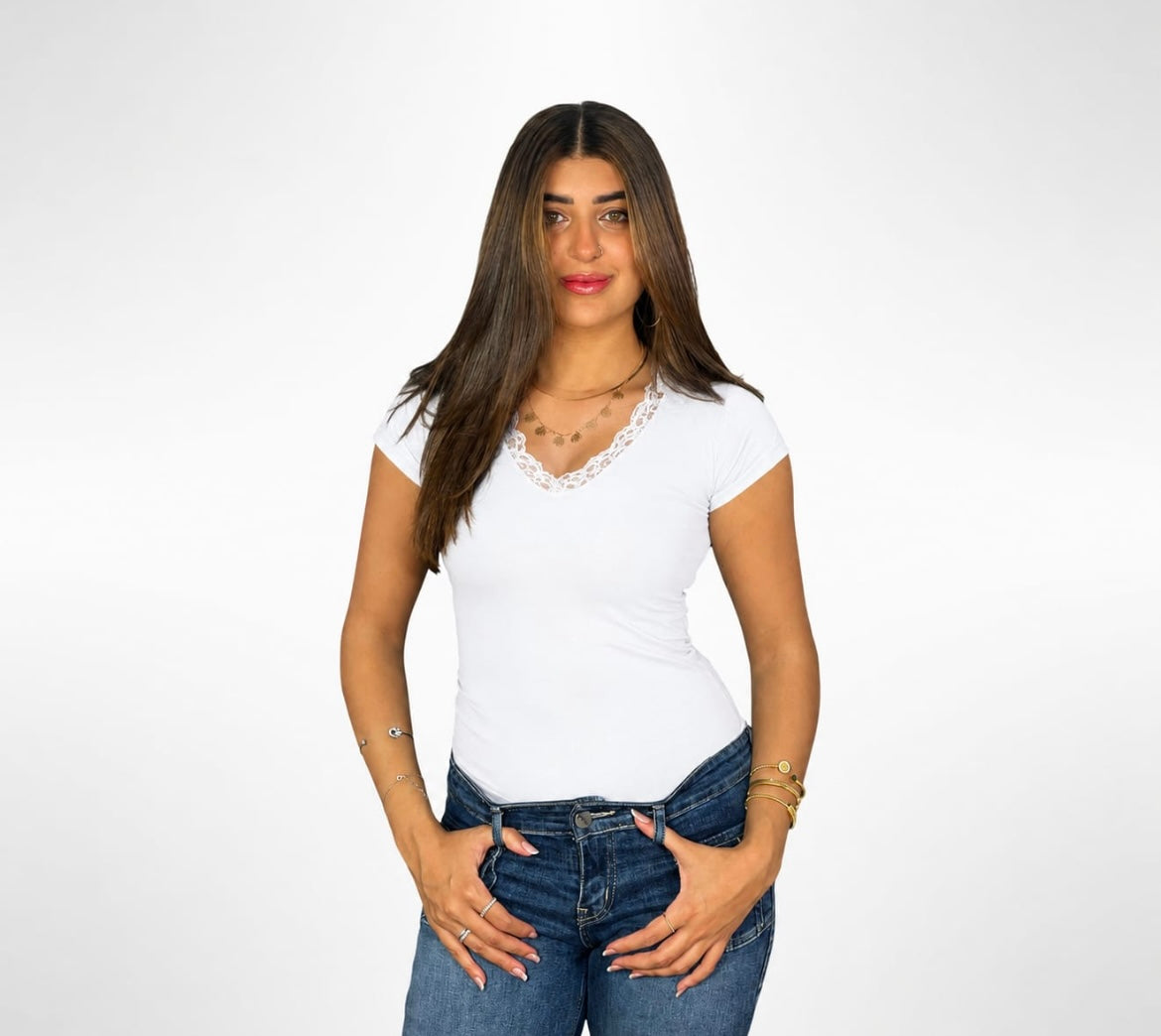 White V-Neck top