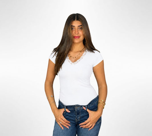 White V-Neck top