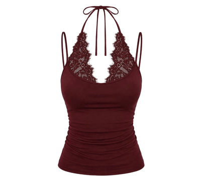 Burgundy lace muse top