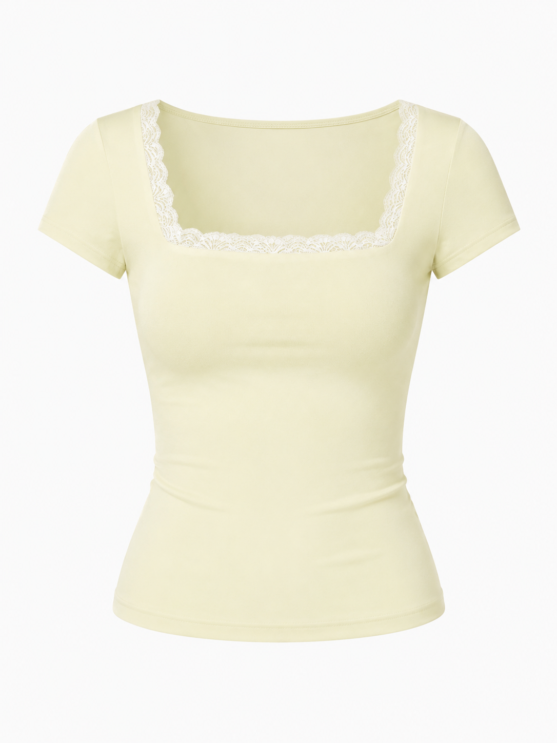 Butter Yellow dentelle square neck top
