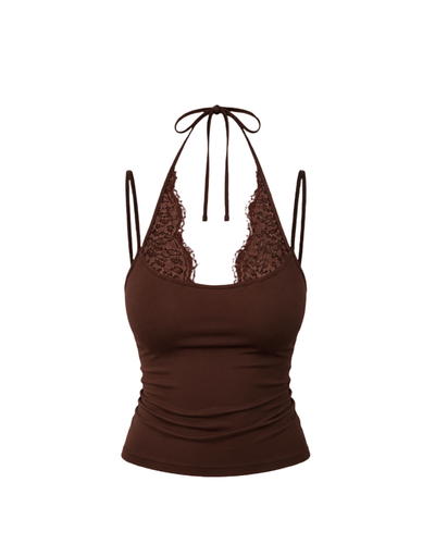Brown lace muse top