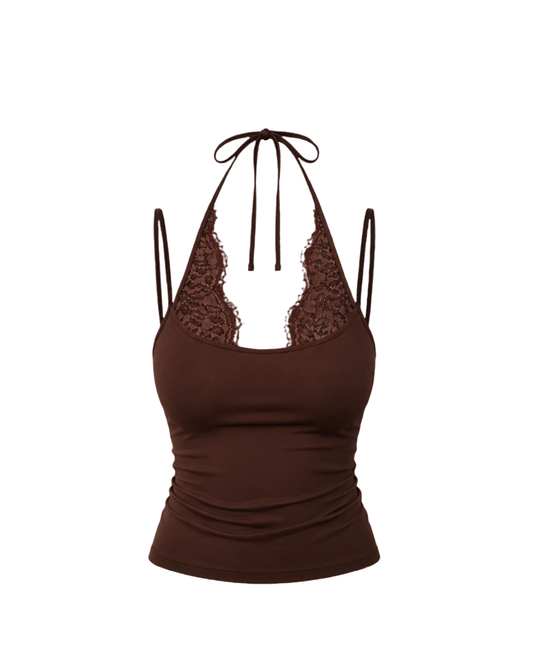 Brown lace muse top