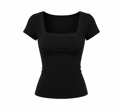 squareNeck_Dentelle short sleeve top