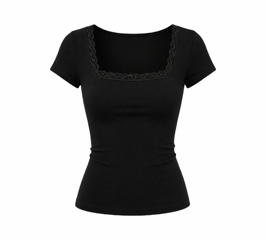 squareNeck_Dentelle short sleeve top