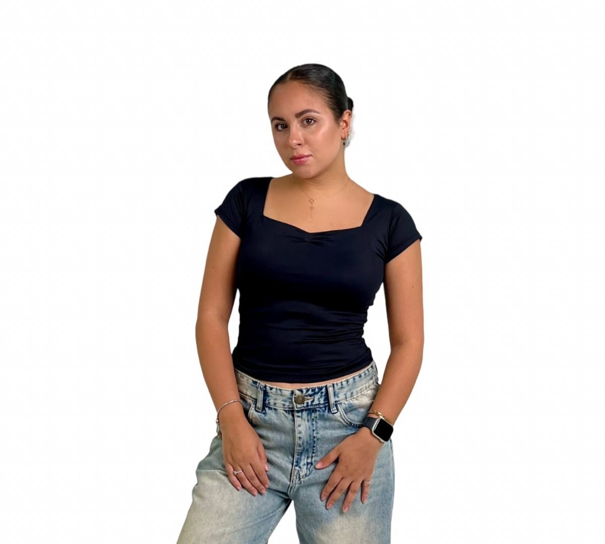 BLACK COTTON PAPILLON TOP