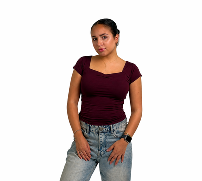 BURGUNDYN COTTON PAPILLON TOP