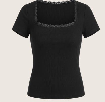 squareNeck_Dentelle short sleeve top