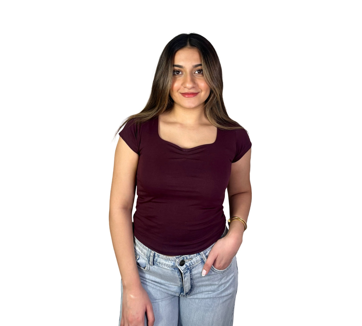 BURGUNDYN COTTON PAPILLON TOP