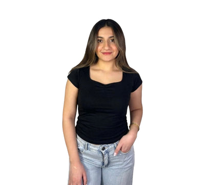 BLACK COTTON PAPILLON TOP