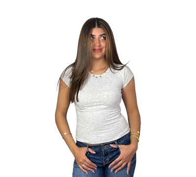 LIGHTGREY_Round-neck cotton top