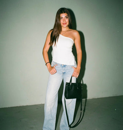 White Contouring One-Shoulder top