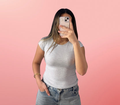LIGHTGREY_Round-neck cotton top