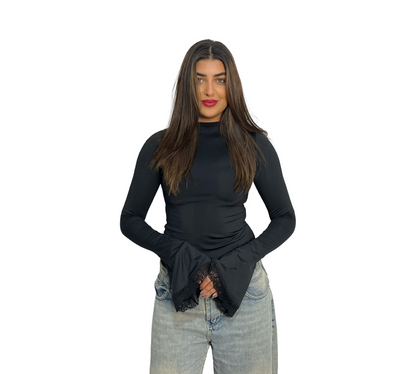 Black - Dentelle High-Neck TOP