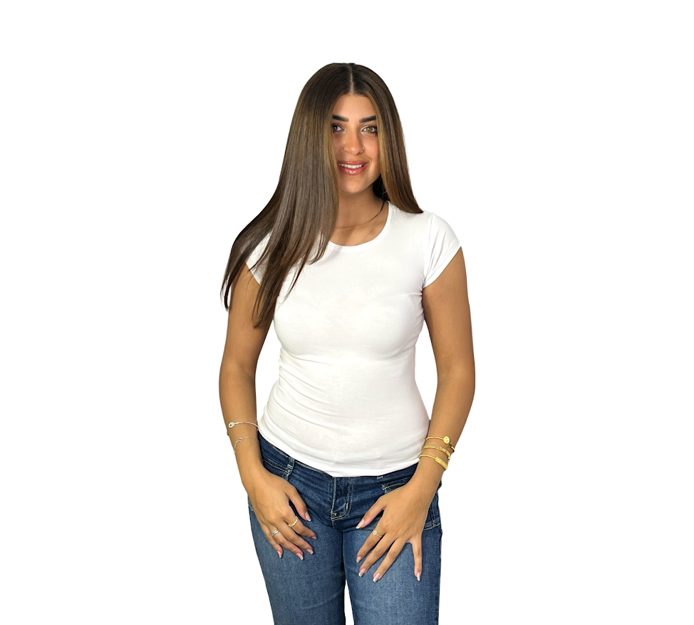 WHITE_Round-neck cotton top